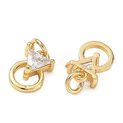 Brass Pave Clear Cubic Zirconia Charms&nbsp;CU-CBAF0F8-14G