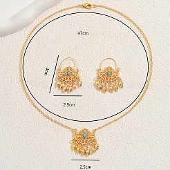 Bohemian Synthetic Turquoise Tassel Earrings & Necklaces Set for Women&nbsp;CM6936