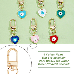 6Pcs 6 Colors Heart with Evil Eye Alloy Enamel Pendant Decoration&nbsp;KEYC-DC0001-27