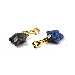 天然なラピスラズリチャーム  ゴールデンメッキ真鍮パーツ  多面カットスター  星：12x12.5x5.5mm  穴：3.5x4mm&nbsp;G-N326-142-02