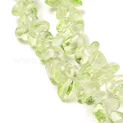 透明ガラスビーズ連売り  天然石風  ナゲット  緑黄  2.5~4x3~12x2~4mm  穴：0.5mm  30.71''（78センチメートル）&nbsp;GLAA-P060-01C-18
