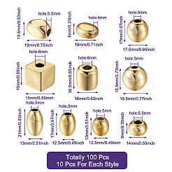 100個10スタイルUVメッキアクリルヨーロピアンビーズ  ミックス型  黄金メッキ  13~21x14.5~21x9~18.5mm  穴：5~6mm  10個/スタイル&nbsp;PACR-FW0001-01