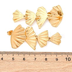 304ステンレススチールツートンダングルスタッドピアス  シェル形状  18KGP本金メッキ  50x23.5mm&nbsp;EJEW-Q044-01G