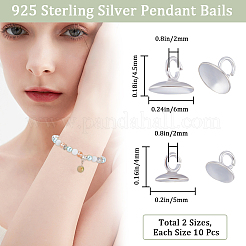 20個2サイズ925スターリングシルバーペンダントベイル  グローブガラスバブルカバーペンダント用  銀  4~4.5x4~6mm  穴：2mm  10pcs /サイズ&nbsp;STER-BBC0005-26
