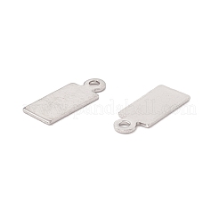 変色しない304ステンレススチールチャーム  長方形  ステンレス鋼色  13x5x0.5mm  穴：1.2mm&nbsp;STAS-P307-15C-P