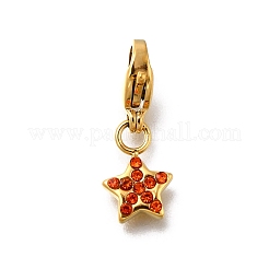 Star 304 Stainless Steel Rhinestone Pendants Decoration&nbsp;STAS-R159-57G