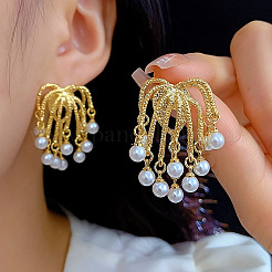 Firework Brass & Imitation Pearl Dangle Stud Earrings&nbsp;FS-WG9E3D9-01