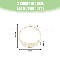 20個2色真鍮ペンダント  リングチャーム  ミックスカラー  30.5x28x0.5mm  穴：1.6mm  10個/カラー&nbsp;KK-DC0003-10