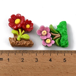 不透明樹脂デコデンカボション  花  ミックスカラー  24x17.5x7mm&nbsp;X-CRES-P030-B