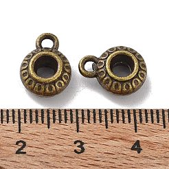 チベットスタイルの合金チューブベイル  ループベイル  カドミウムフリー＆鉛フリー  フラットラウンド  アンティークブロンズ  12x9x5mm  穴：1.4mm  内径：3.3mm  約769個/1000g&nbsp;FIND-A035-14AB