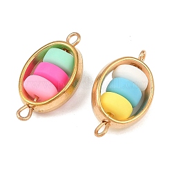 CCB Plastic Frame with Polymer Clay Beads Oval Links Connector Charms&nbsp;KK-D103-01G