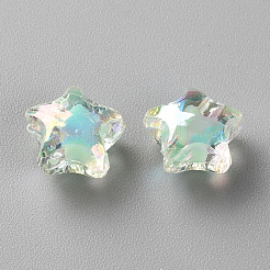 透明なアクリルビーズ  二層ビーズ  ABカラー  多面カット  スター  アクアマリン  10.5x11x7mm  穴：2mm  約1280個/500g&nbsp;TACR-S152-01B-SS2111