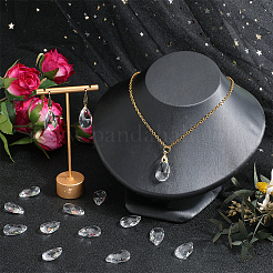 ファセットティアドロップガラスペンダント40個。  透明  22x13x7mm  穴：1mm&nbsp;GLAA-SP0001-11B
