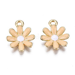 ライトゴールドメッキ合金チャーム  エナメル  花  ミックスカラー  17.5x14.5x3mm  穴：2mm&nbsp;ENAM-T009-39