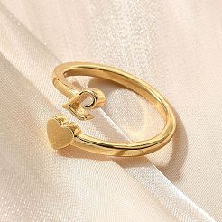 女性用真鍮カフリング  文字L  文字h  内径：15.6mm&nbsp;RJEW-U044-L