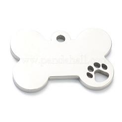 変色しにくい304ステンレススチール製ペットペンダント  犬用の骨  ステンレス鋼色  17x25x2mm  穴：2mm&nbsp;X-STAS-B016-04P