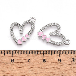 合金クリアラインストーンエナメルペンダント  ハート  透明  22x16x2mm  穴：1.8mm&nbsp;PALLOY-T092-01