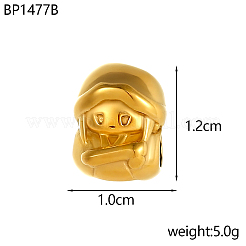 こどもの日 304ステンレススチールビーズ  女の子の体型  イオンプレーティング（ip）  14KGP本金メッキ  12x10mm  穴：3mm&nbsp;STAS-OY019-63G-01