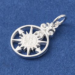 925 Sterling Silver Pave Clear Cubic Zirconia Compass Charms&nbsp;STER-K180-02S