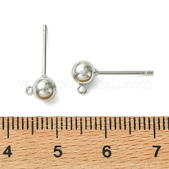 シェグレース 真鍮製スタッドピアス金具  ラウンド  カン付き  カドミウムフリーと鉛フリー＆ニッケルフリー  プラチナメッキ  7x5mm  穴：1.3mm  ピン：0.8x11mm&nbsp;XGRQ6H180-901P