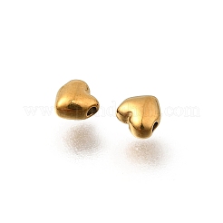 304ステンレススチールビーズ  イオンプレーティング（ip）  ハート  ゴールドカラー  3x3.5x2mm  穴：0.7mm&nbsp;STAS-Z160-09G-03