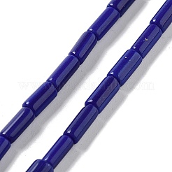 手作りのネパールランプワークビーズ  コラム  ミッドナイトブルー  10.5~11.5x4~6mm  穴：1.6mm  約61個/連  26.18''（66.5センチメートル）&nbsp;LAMP-Z008-02D