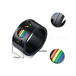 Rainbow Color Pride Flag Word Love Rotating Enamel Finger Ring&nbsp;RABO-PW0001-034E