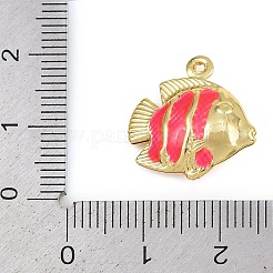真鍮製エナメルペンダント  魚の形をしたチャーム  ラックめっき  長持ちメッキ  カドミウムフリー＆鉛フリー  18KGP本金メッキ  ミックスカラー  18x17x5.5mm  穴：1.2mm&nbsp;KK-I352-06G