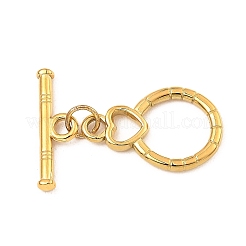 304ステンレススチールトグル留め具  ハートと環  18KGP本金メッキ  リング：21x14x2mm  バー：6x20x2mm  穴：2.5mm&nbsp;STAS-E204-04G