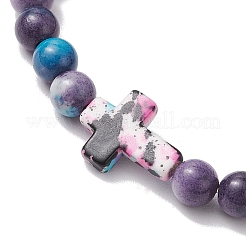 Synthetic Ocean White Jade Beads Stretch Bracelets for Women Men&nbsp;BJEW-JB11300-01