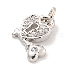 Rack Plating Brass Micro Pave Clear Cubic Zirconia Charms&nbsp;KK-Q814-05P