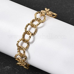 Textured 304 Stainless Steel Rolo Chain Bracelets for Women&nbsp;BJEW-A157-01G