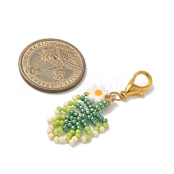 Handmade Loom Pattern Seed Beaded Leaf Pendant Decorations&nbsp;HJEW-MZ00363