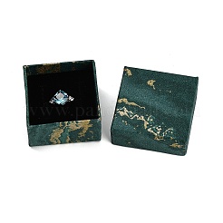 金箔加工の紙製ギフトボックス  ジュエリーセットの梱包箱  正方形  ティール  5.1x5.1x3.2cm&nbsp;TH-CBAF4A5-01A