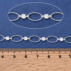 Handmade Brass Pave Clear Cubic Zirconia Oval Link Chains&nbsp;CHC-G027-02S