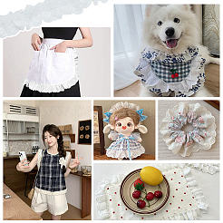 5mのコットン刺繍シワレーストリム  ハート柄リボン  洋服アクセサリー  ホワイト  2インチ（50mm）  約5.47ヤード（5m）/セット&nbsp;OCOR-AR0002-06A