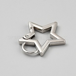 合金プッシュ式リングカン  スター  プラチナ  36.5x32.5x3.5mm  穴：10x8mm&nbsp;FIND-WH0516-06A-P