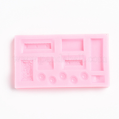 食品グレードのシリコンモールド  フォンダン型  DIYケーキデコレーション用  チョコレート  キャンディ  UVレジン＆エポキシ樹脂ジュエリー作り  混合図形  ピンク  96~100x56~82x10~15mm  内径：6~43x8~15mm  2個/セット&nbsp;DIY-L015-47B