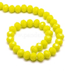 不透明ソリッドカラークリスタルガラスロンデルビーズ連売り  多面カット  きいろ  3.5~3.8x2.5~3mm  穴：0.8~1mm  約105~110個/連  29~31cm&nbsp;EGLA-F049A-06