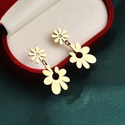 304 Stainless Steel Dangle Stud Earrings for Women&nbsp;EJEW-Q009-01G