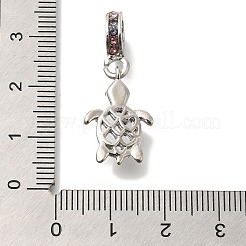 ラック メッキ 合金 ラインストーン ヨーロピアン ダングル チャーム  ガラスの亀の大きな穴のペンダント  鉛フリー＆カドミウムフリー  プラチナ  ホワイト  30mm  穴：5mm&nbsp;FIND-H005-45P-03
