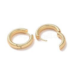 女性用スパイラルリング真鍮フープピアス  18KGP本金メッキ  19.5x4.5mm&nbsp;EJEW-B056-02G-04
