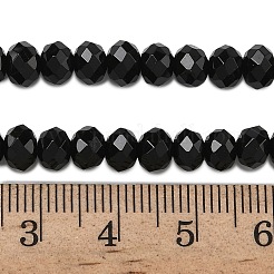 天然ブラックオニキスビーズ連売り  ロンデル  多面カット  染め＆加熱  5.5~6.5x4.5mm  穴：1mm  約91~94個/連  15.35''（39cm）〜15.43''（39.2cm）&nbsp;G-D344-A19-02