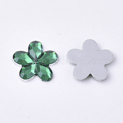 プラスチックカボション  花  シーグリーン  9x9.5x1.5mm  約5000個/袋&nbsp;KY-T012-01B