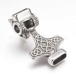 316サージカルステンレスペンダント  トールの槌で胸のハンマー  アンティークシルバー  49x30x20mm  穴：4x12mmと6mm&nbsp;STAS-F133-32AS