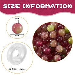 DIYジュエリーブレスレット作りキット  200本6mm染めの丸い天然白翡翠ビーズと平らな伸縮性のある糸  カラフル  6mm  穴：1mm  200個/箱&nbsp;DIY-SZ0003-68Q