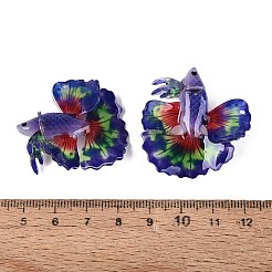 アクリルパーツ  3dプリント  金魚  ミディアムブルー  34.5~35x36~37.5x12.5~16.5mm  穴：1.5~1.6mm&nbsp;X1-BACR-T001-02E