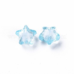 透明なアクリルビーズ  二層ビーズ  多面カット  スター  ライトスカイブルー  10.5x11x7mm  穴：2mm  約1280個/500g&nbsp;TACR-S152-01A-754