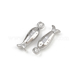 真鍮チャーム  魚のチャーム  プラチナ  15x4.5x3.5mm  穴：1.6mm&nbsp;KK-K407-14P