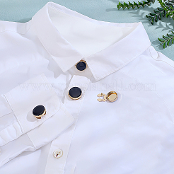 4Pcs 2 Styles Brass Black Enamel Cufflinks&nbsp;BUTT-ME0001-07G